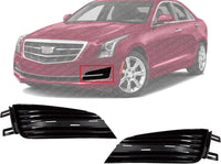 Set Of 2 Front Bumper Grille Primed Plastic Left Driver & Right Passenger Side Direct Replacement Compatible With 2015-2019 Cadillac ATS GM1039244 GM1038244 23260823 23230583