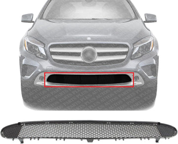 Front Bumper Center Grille Textured Plastic Direct Replacement Compatible With 2015-2017 Mercedes Benz GLA250 MB1036155 1568850822
