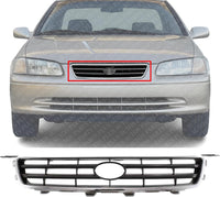 Front Grille Assembly Chrome Shell with Painted Silver Black Insert Plastic Direct Replacement Compatible With 2000-2001 Toyota Camry TO1200225 53111AA020
