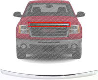 Front Hood Molding Chrome Direct Replacement Compatible With 2007-2013 GMC Sierra 1500 GM1235109 10385156