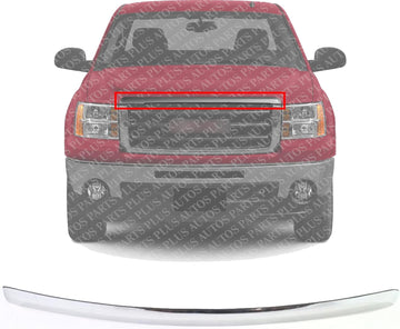 Front Hood Molding Chrome Direct Replacement Compatible With 2007-2013 GMC Sierra 1500 GM1235109 10385156
