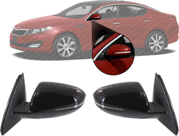 Set Of 2 Front Power Mirrors Manual Folding Non-Heated Primed Left Driver & Right Passenger Side Direct Replacement Compatible With 2011-2013 Kia Optima KI1320152 KI1321152 876202T110
