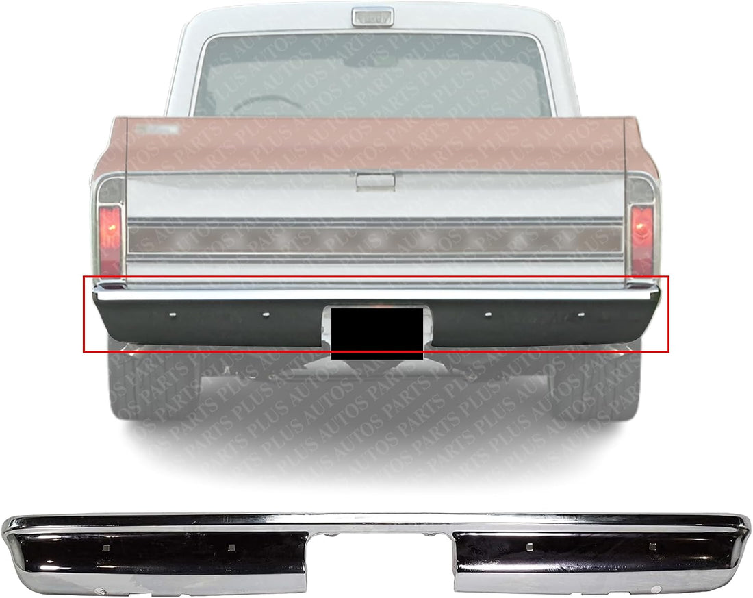 Rear Bumper Fleetside Chrome Steel Direct Replacement Compatible With 1967-1972 Chevrolet/GMC C-K Series GM1102390 3885614