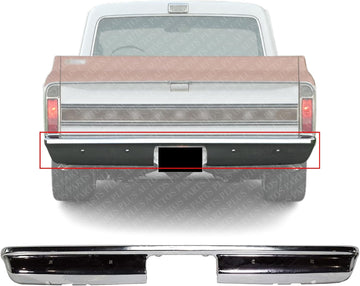 Rear Bumper Fleetside Chrome Steel Direct Replacement Compatible With 1967-1972 Chevrolet/GMC C-K Series GM1102390 3885614