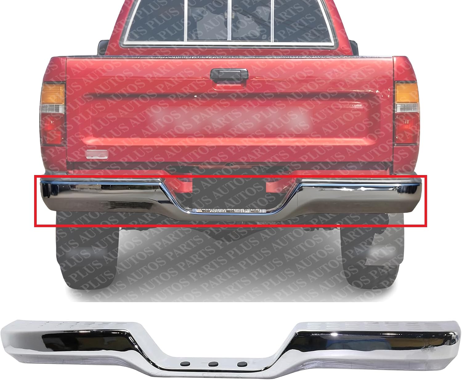 Rear Step Bumper Face Bar Chrome Steel Direct Replacement Compatible With 1989-1995 Toyota Pickup RT82620005 002283591113