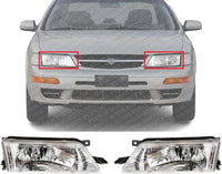 Set Of 2 Front Headlight Assembly Right Passenger & Left Driver Side Direct Replacement Compatible With 1997-1999 Nissan Maxima NI2503122 NI2502122 260600L725 260100L725
