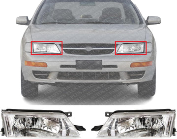 Set Of 2 Front Headlight Assembly Right Passenger & Left Driver Side Direct Replacement Compatible With 1997-1999 Nissan Maxima NI2503122 NI2502122 260600L725 260100L725