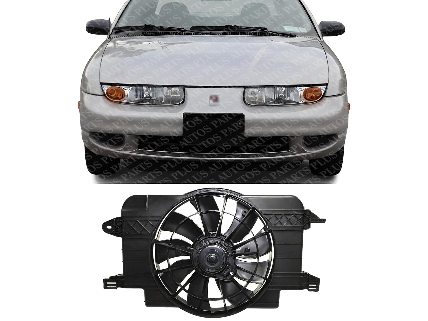 Front Radiator Fan Shroud Assembly Plastic Direct Replacement Compatible with 1991-2002 Saturn S-Series GM3115121 24005834-PFM