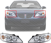 Set Of 2 Front Head Light Assembly Plastic Left Driver & Right Passenger Side Direct Replacement Compatible With 2005-2010 Pontiac G6 GM2503255 GM2502255 20821144 20821143