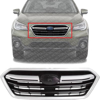 Front Grille Primed Shell And Insert Plastic With Silver Molding Direct Replacement Compatible With 2018-2019 Subaru Outback SU1200173 91121AL16B