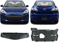 Front & Rear Engine Splash Shield Under Cover Direct Replacement Compatible with 2010-2013 Mazda 3 MA1228113 MA1228112 BBM456112E BBM456110C