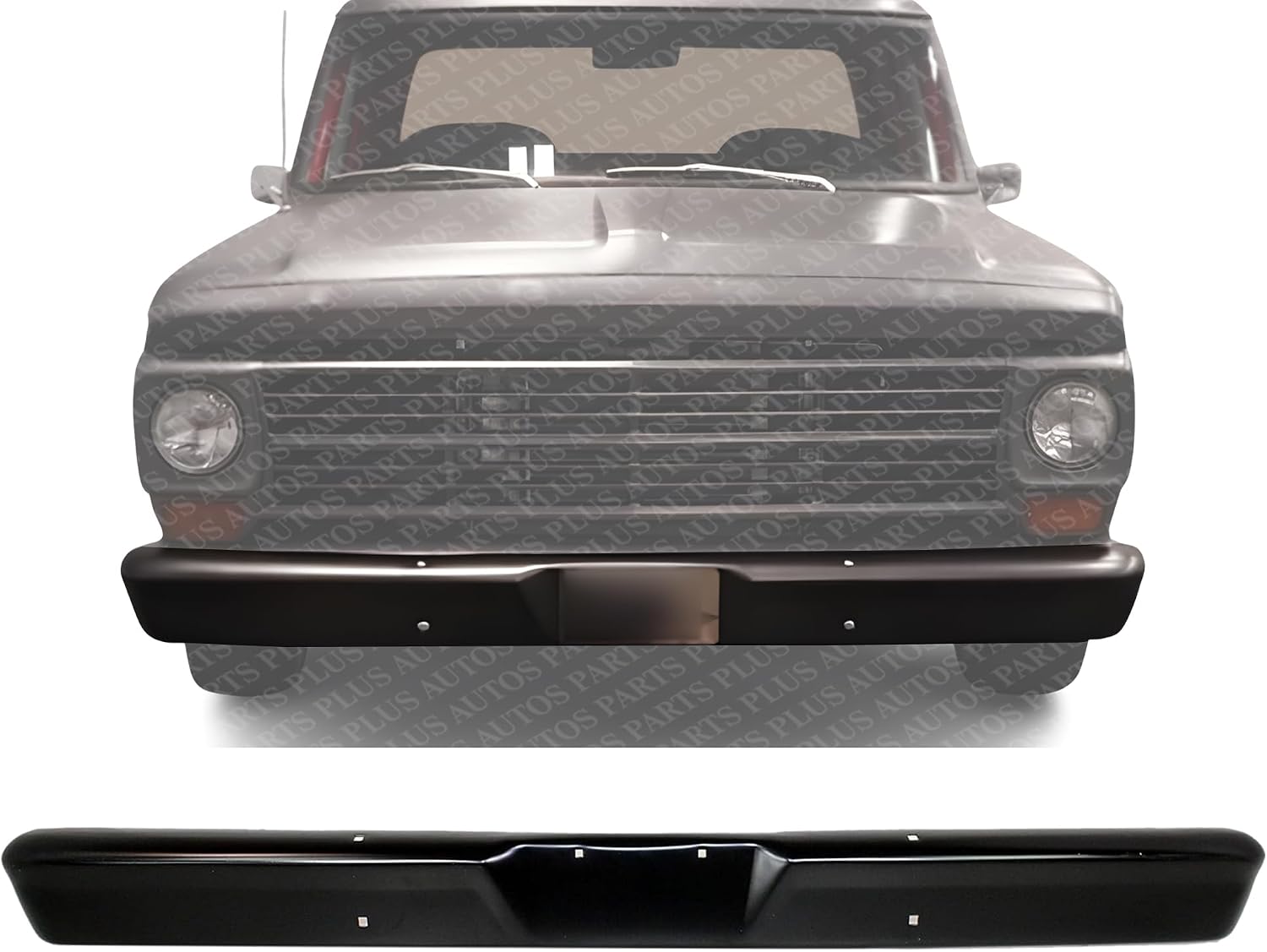 Front Bumper Face Bar Primed Steel Without Impact Strip Holes Direct Replacement Compatible With 1964-1977 Ford F-Series FO1002101 C4TZ17757C
