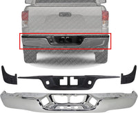 AUTOS PARTS PLUS Rear Bumper Face Bar Chrome Steel + Step Pad Textured + Extensions Right Passenger & Left Driver Side Direct Replacement Compatible With 2007-2013 Toyota Tundra TO1102244 TO1191101