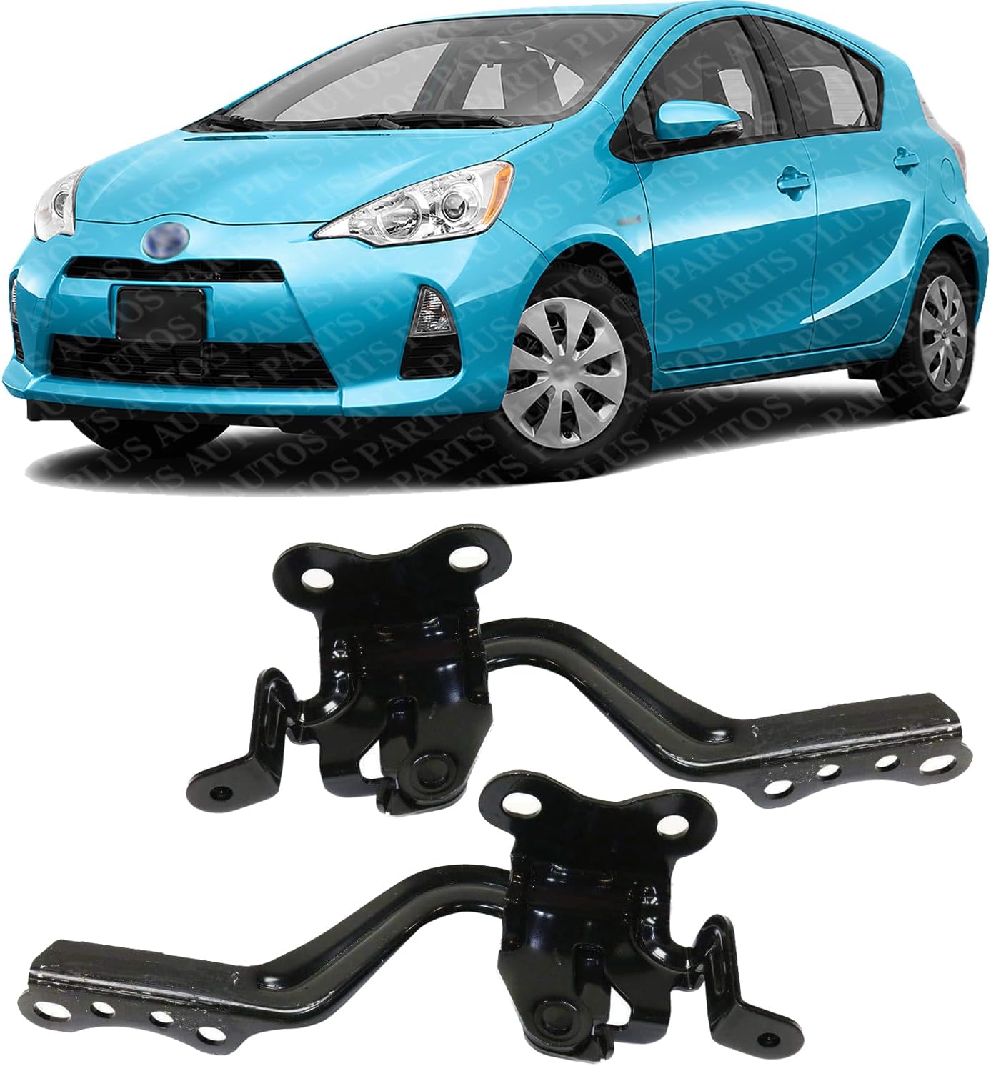 Set of 2 Front Hood Hinge Right Passenger & Left Driver Side Direct Replacement Compatible with 2012-2017 Toyota Prius C TO1236235 TO1236236 5341052350 5342052360