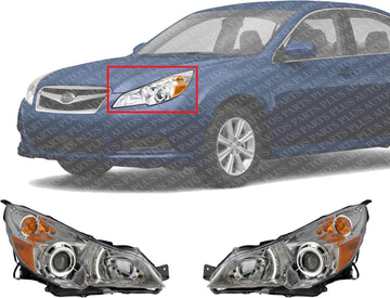 Set Of 2 Front Headlight Assembly Halogen Right Passenger & Left Driver Side Direct Replacement Compatible With 2010-2012 Subaru Legacy/Outback SU2503136 SU2502136 84001AJ00F
