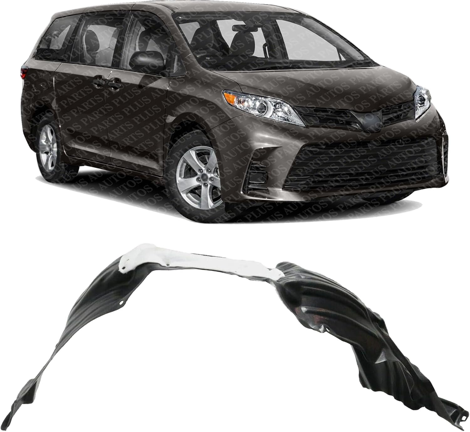 Front Fender Liner Vacuum Form Plastic Right Passenger Side Direct Replacement Compatible With 2011-2020 Toyota Sienna TO1249167 TO1249204 TO1249230 5380508020 5380508040 53805080