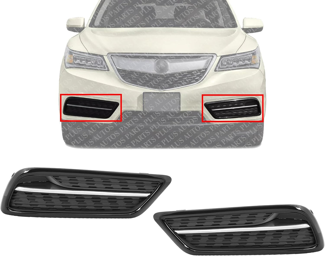 Set Of 2 Front Fog Light Cover Primed With Chrome Right Passenger & Left Driver Side Direct Replacement Compatible With 2014-2016 Acura MDX AC1039105 AC1038105 71102TZ5A00 71107TZ5A01