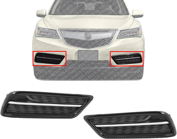Set Of 2 Front Fog Light Cover Primed With Chrome Right Passenger & Left Driver Side Direct Replacement Compatible With 2014-2016 Acura MDX AC1039105 AC1038105 71102TZ5A00 71107TZ5A01