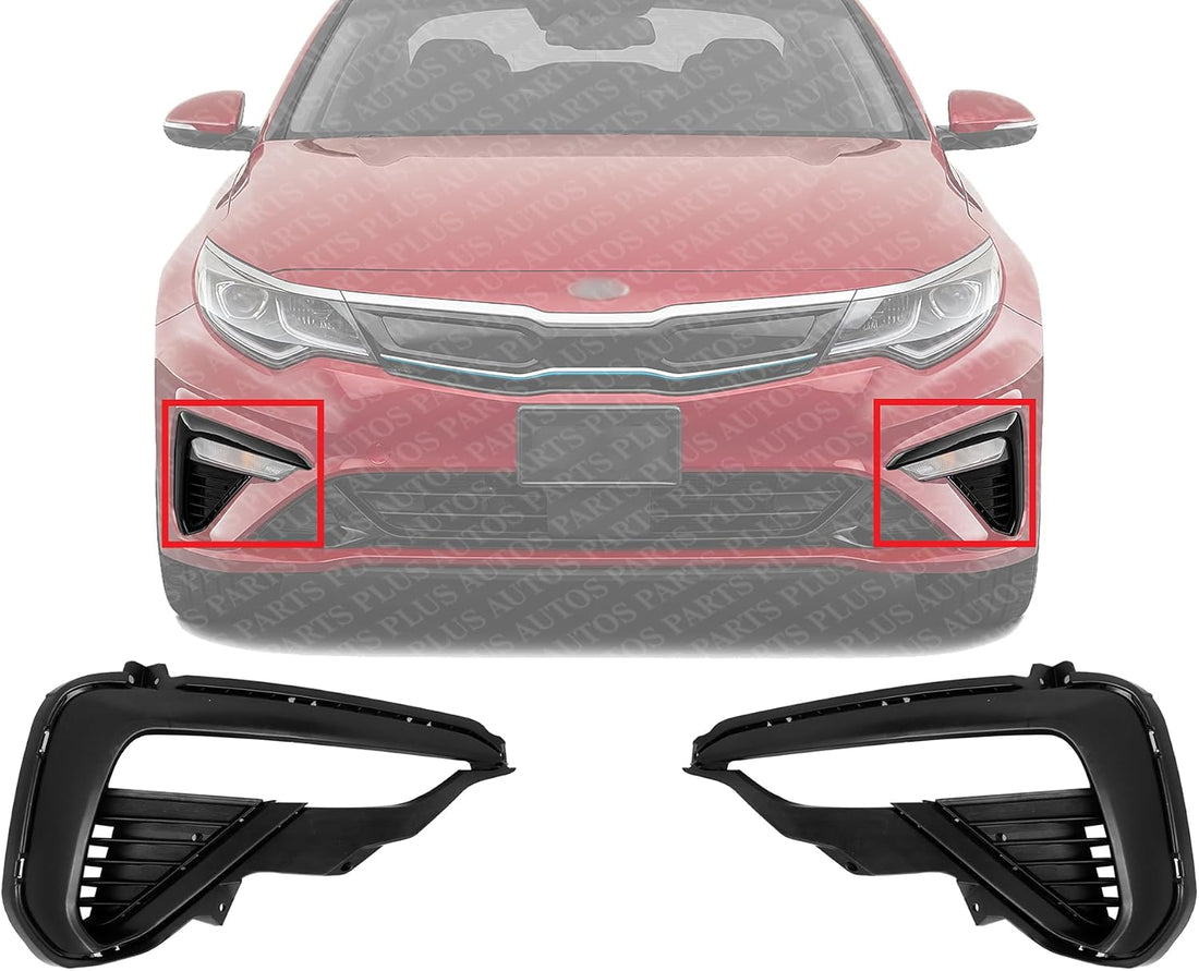 Set Of 2 Front Fog Light Molding Textured Air Inlet Finisher Right Passenger & Left Driver Side Direct Replacement Compatible With 2019-2020 Kia Optima KI1039132 KI1038132 86594D5500