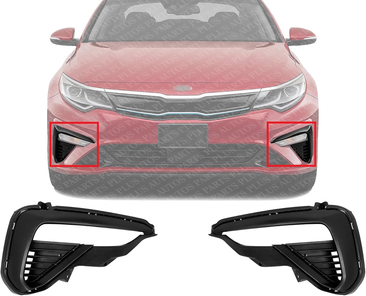 Set Of 2 Front Fog Light Molding Textured Air Inlet Finisher Right Passenger & Left Driver Side Direct Replacement Compatible With 2019-2020 Kia Optima KI1039132 KI1038132 86594D5500