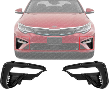 Set Of 2 Front Fog Light Molding Textured Air Inlet Finisher Right Passenger & Left Driver Side Direct Replacement Compatible With 2019-2020 Kia Optima KI1039132 KI1038132 86594D5500
