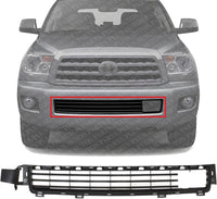 Front Bumper Center Grille Garnish Black Plastic Direct Replacement Compatible With 2008-2017 Toyota Sequoia TO1036132 527110C030