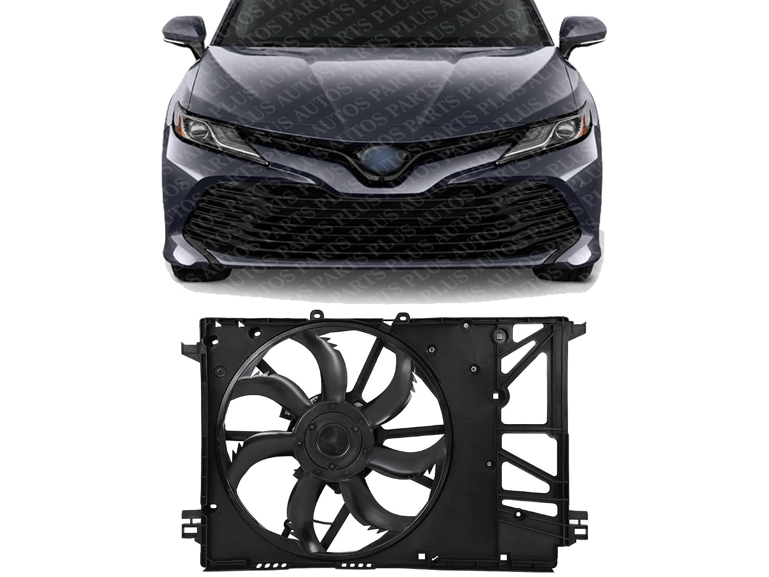 Front Radiator Cooling Fan Assembly Plastic Direct Replacement Compatible with 2018-2024 Camry Avalon / 2019-2024 Toyota RAV4 TO3115204 163600P170