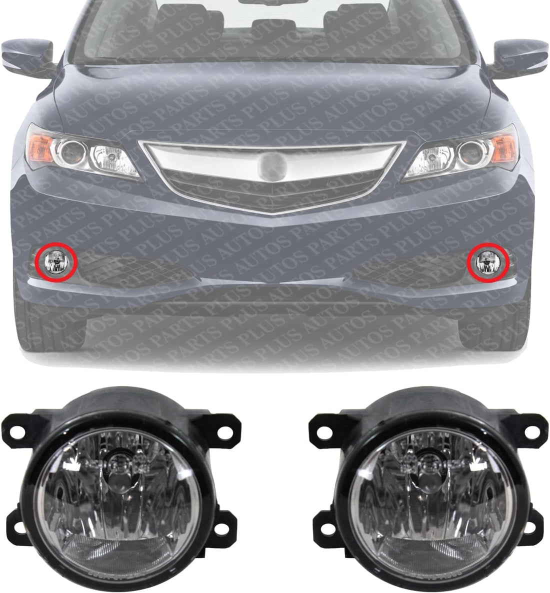 Set Of 2 Front Fog Lights Assembly Right & Left Side Direct Replacement Compatible With 2013-2018 Acura ILX / 2010-2018 RDX / 2011-2014 TSX / 2012-2015 Honda Pilot / 2012-2014 CR-V