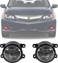 Set Of 2 Front Fog Lights Assembly Right & Left Side Direct Replacement Compatible With 2013-2018 Acura ILX / 2010-2018 RDX / 2011-2014 TSX / 2012-2015 Honda Pilot / 2012-2014 CR-V