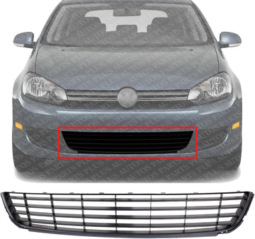 Front Bumper Grille Textured Plastic Direct Replacement Compatible With 2010-2014 Volkswagen Jetta/Golf VW1036139 1K9853677A9B9