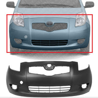 Front Bumper Cover Primed With Fog Light Holes Direct Replacement Compatible With 2007-2008 Toyota Yaris TO1000325 5211952925