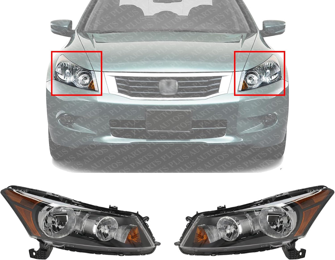 Set Of 2 Front Head Light Assembly Halogen Right Passenger & Left Driver Side Direct Replacement Compatible With 2008-2012 Honda Accord HO2502130 HO2503130 33150TA0A01 33100TA0A01