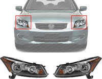 Set Of 2 Front Head Light Assembly Halogen Right Passenger & Left Driver Side Direct Replacement Compatible With 2008-2012 Honda Accord HO2502130 HO2503130 33150TA0A01 33100TA0A01