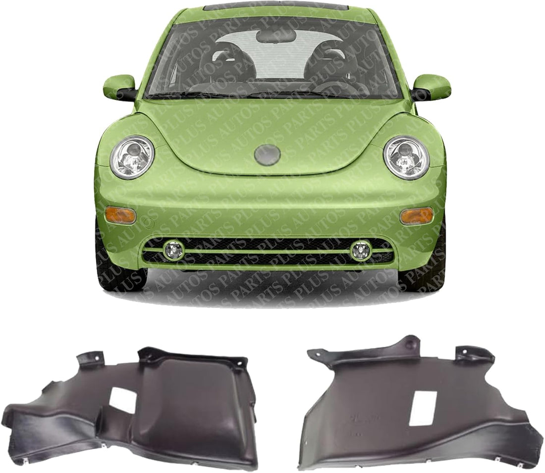 AUTOS PARTS PLUS Set of 2 Front Engine Splash Shields Left Driver & Right Passenger Side Direct Replacement Compatible with 2003-2005 Volkswagen Beetle VW1228129 VW1228128 1Y0825245D 1Y0825250G