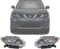 Set Of 2 Front Head Light Assembly Plastic Left Driver & Right Passenger Side Direct Replacement Compatible With 2014-2016 Nissan Rogue NI2503226 NI2502226 260104BA2A,260604BA2A