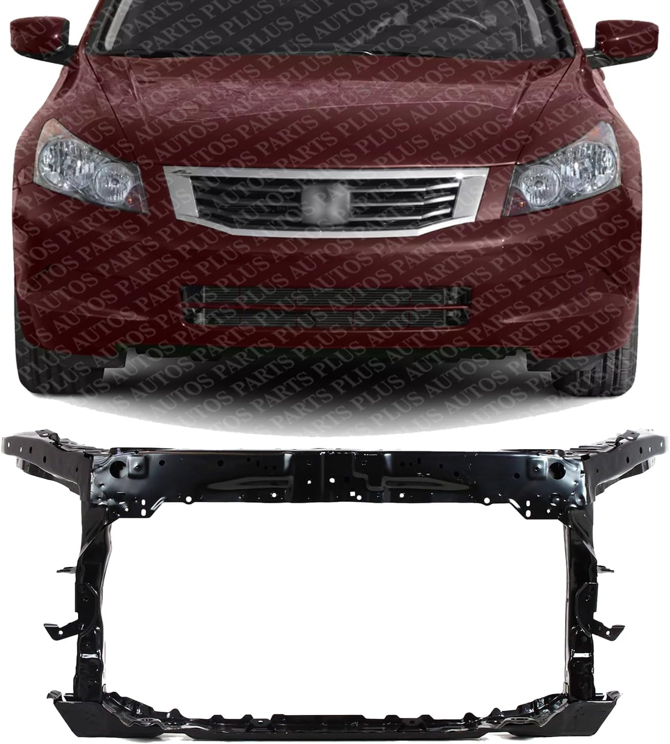 Front Radiator Support Assembly Steel Direct Replacement Compatible With 2008-2012 Honda Accord HO1225156 HO1225157 60400TA5A00ZZ 60400TA0A00ZZ