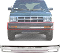 Front Bumper Face Bar Chrome Steel With Molding Holes Direct Replacement Compatible With 1991-1994 Chevrolet S10 / Blazer / 1991 GMC S15 Jimmy / 1991-1993 GMC Sonoma GM1002173