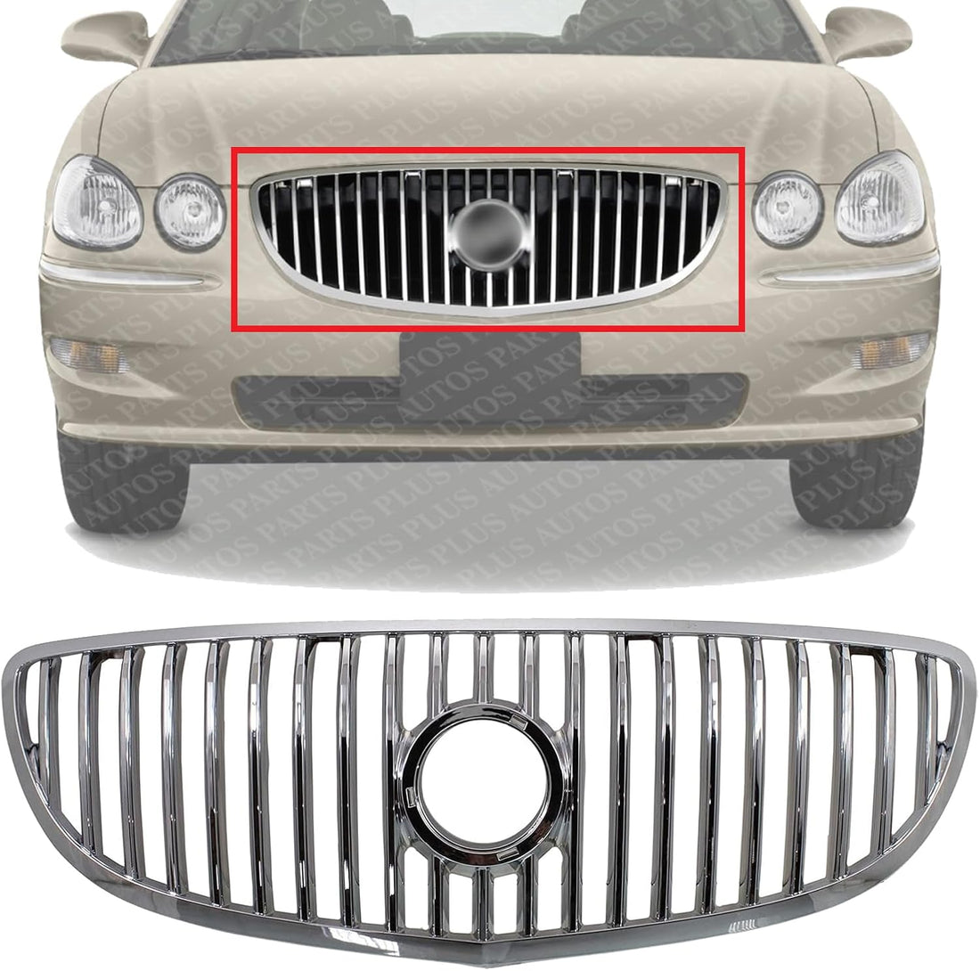 Front Grille Chrome Shell And Insert Plastic Direct Replacement Compatible With 2008-2009 Buick Allure/LaCrosse GM1200618 15889923