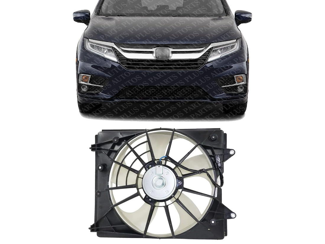 Front Radiator Fan Assembly Left Driver Side Direct Replacement Compatible with 2018-2023 Honda Odyssey HO3115171 190155MRA01-PFM 19020RV0A01 19030RYEA11
