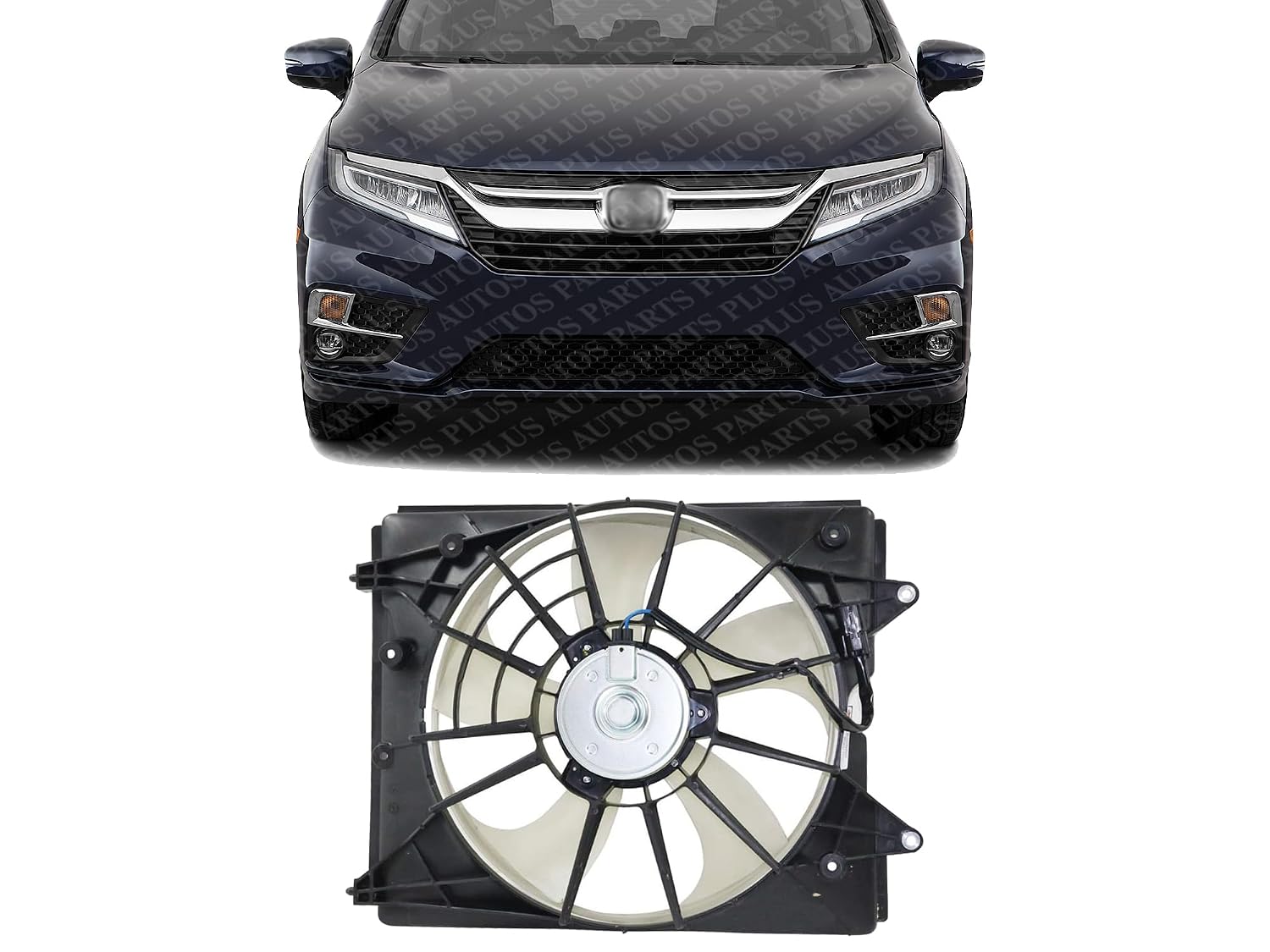Front Radiator Fan Assembly Left Driver Side Direct Replacement Compatible with 2018-2023 Honda Odyssey HO3115171 190155MRA01-PFM 19020RV0A01 19030RYEA11