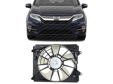Front Radiator Fan Assembly Left Driver Side Direct Replacement Compatible with 2018-2023 Honda Odyssey HO3115171 190155MRA01-PFM 19020RV0A01 19030RYEA11