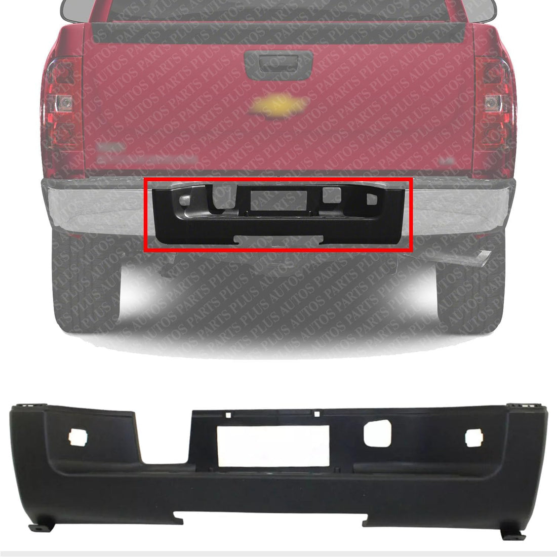 Rear Bumper Center Step Pad Textured Without Object Sensor Holes Direct Replacement Compatible With Chevrolet Silverado & GMC Sierra 1500 2007-2013 / 2500HD 3500HD 2007-2014 GM1191129