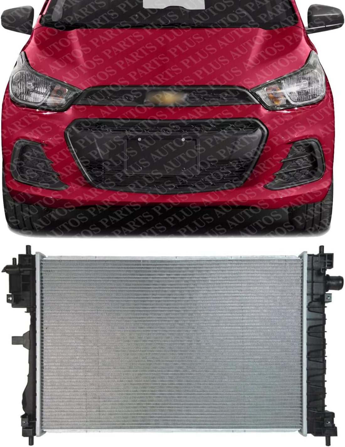 Front Radiator Aluminum Core Direct Replacement Compatible With 2016-2022 Chevrolet Spark GM3010597 42349017