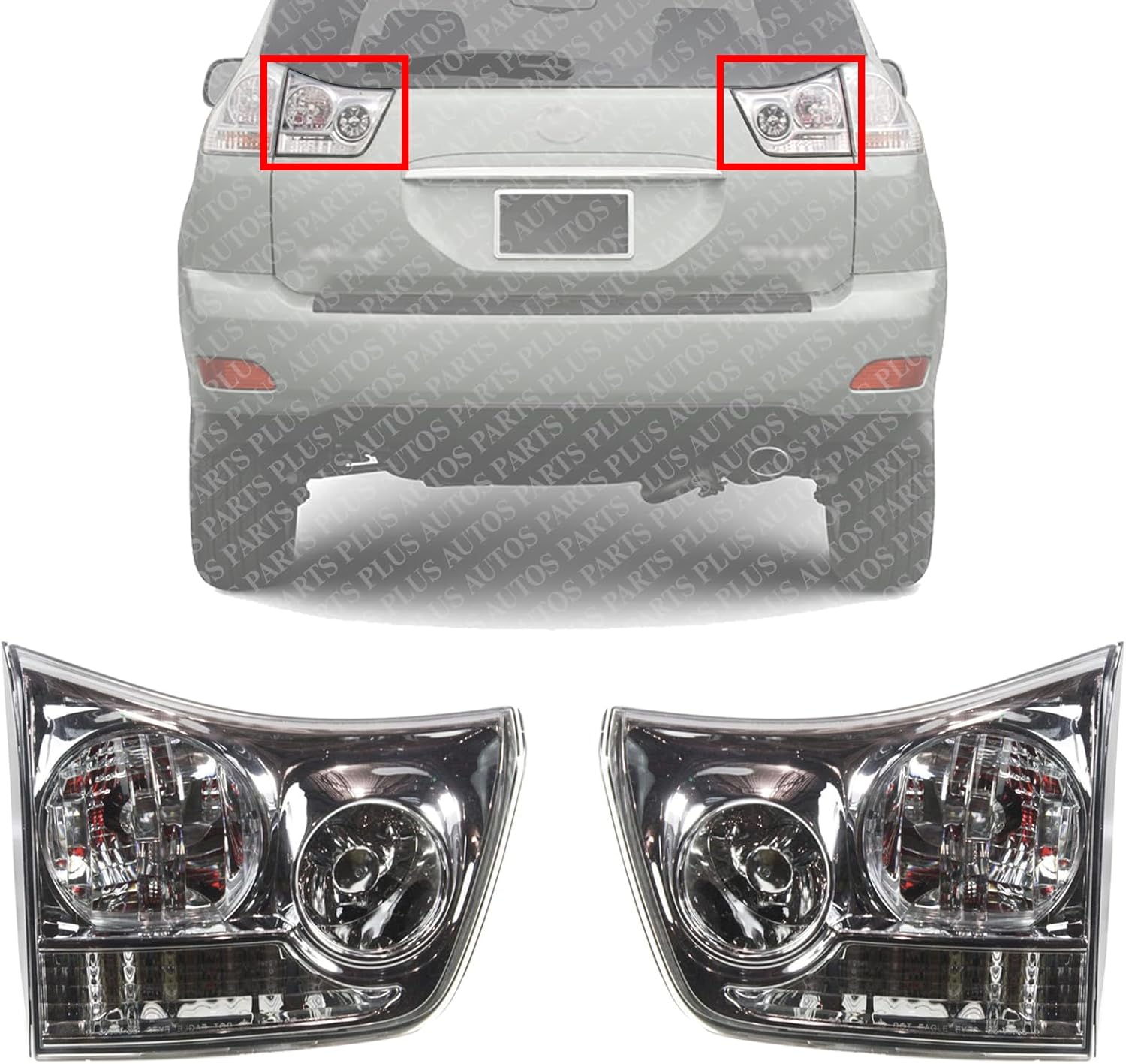 Set OF 2 Tail Lights Inner Assembly Left Driver & Right Passenger Side Direct Replacement Compatible With 2004-2006 Lexus RX330 / 2007-2009 RX350 LX2801119 LX2800119 815800E010