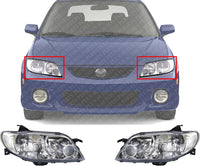 Set Of 2 Front Head Light Plastic Lens And Housing Left Driver & Right Passenger Side Direct Replacement Compatible With 2002-2003 Mazda Protege5 MA2518106 MA2519106