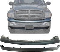 Front Bumper Upper Cover Primed + Lower Valance Air Dam Textured Direct Replacement Compatible With 2002-2005 Dodge Ram 1500 2500 3500 CH1000338 CH1090125 55077337AD 55077337AB