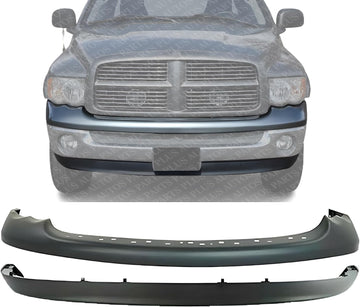 Front Bumper Upper Cover Primed + Lower Valance Air Dam Textured Direct Replacement Compatible With 2002-2005 Dodge Ram 1500 2500 3500 CH1000338 CH1090125 55077337AD 55077337AB