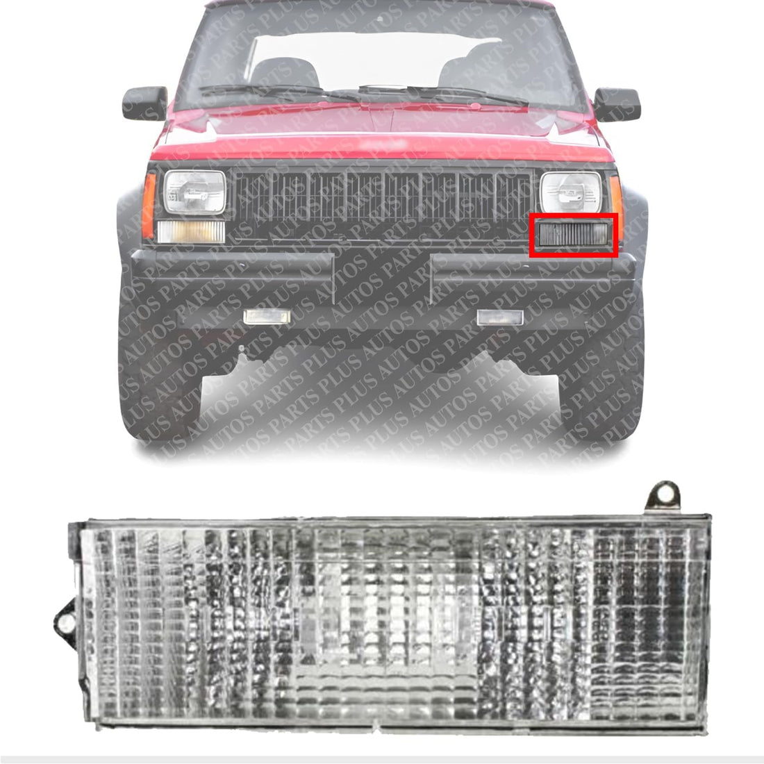 Front Turn Signal Light Lens and Housing Below Headlamp Left Driver Side Direct Replacement Compatible With 1886-1896 Jeep Cherokee / 1987-1988 Comanche CH2530101 56000099