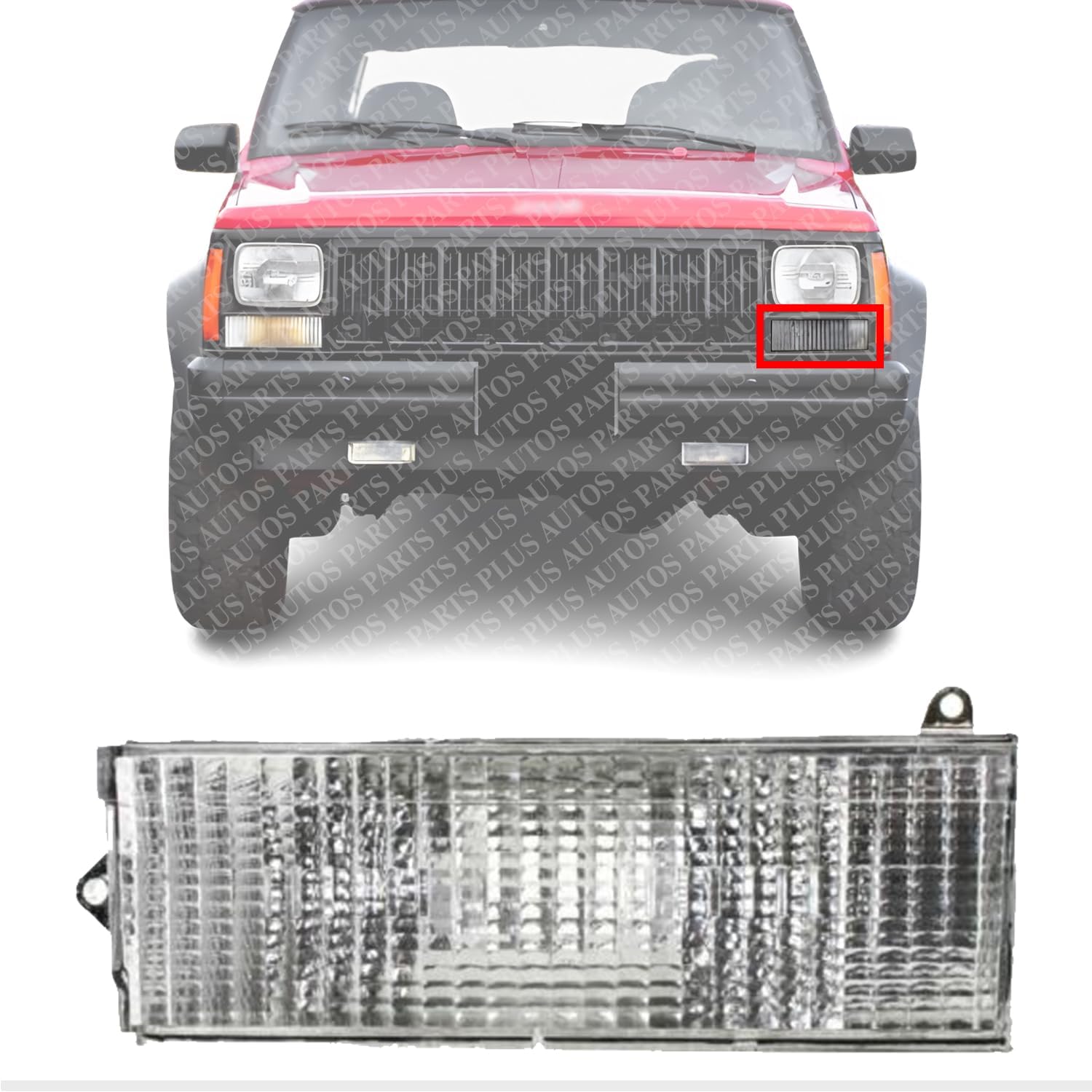 Front Turn Signal Light Lens and Housing Below Headlamp Left Driver Side Direct Replacement Compatible With 1886-1896 Jeep Cherokee / 1987-1988 Comanche CH2530101 56000099