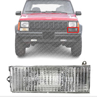 Front Turn Signal Light Lens and Housing Below Headlamp Left Driver Side Direct Replacement Compatible With 1886-1896 Jeep Cherokee / 1987-1988 Comanche CH2530101 56000099